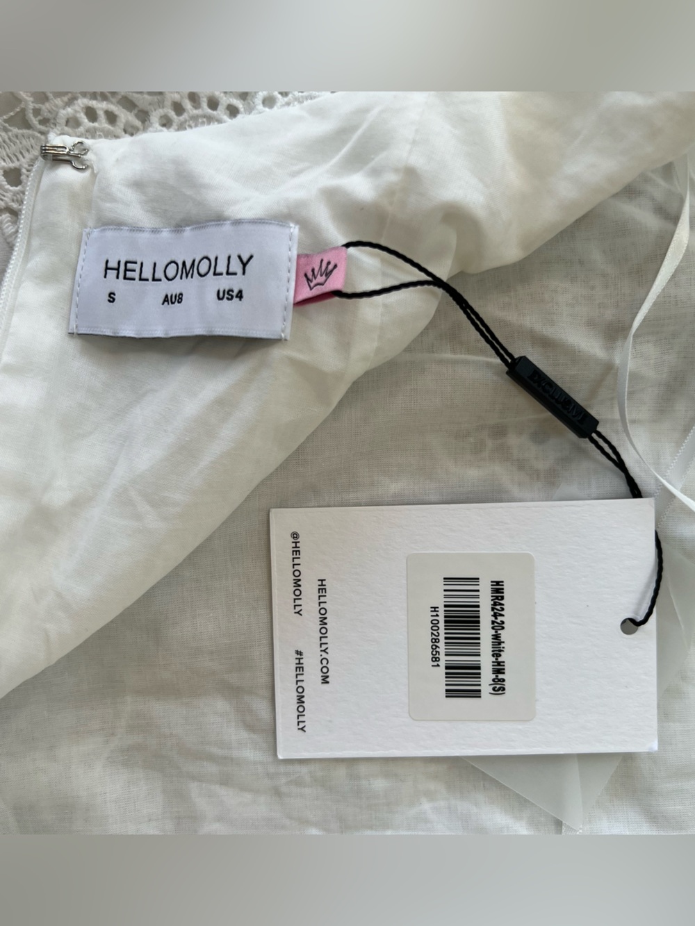 Hello Molly Valentine Cotton Lace Halter Open Back Flared Mini Dress White, S - Picture 8 of 10